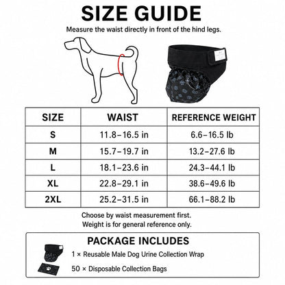 Male Dog Urine Wrap with 50 Bags – Stops Indoor Marking