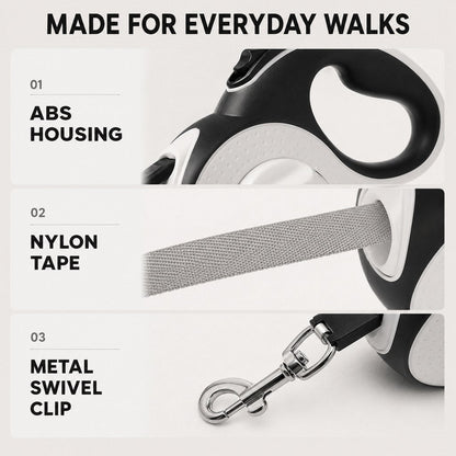 LED Retractable Dog Leash – Built-In Path Light