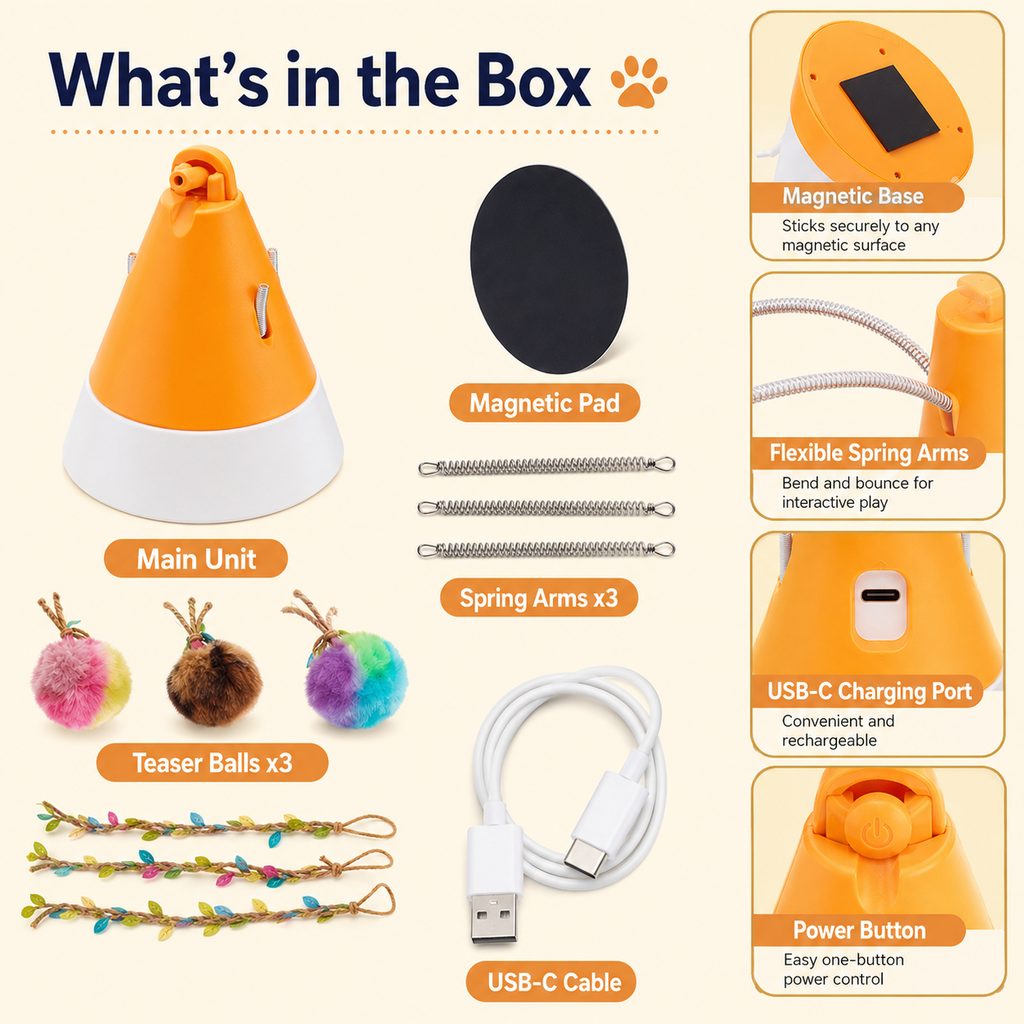 360° Magnetic Rotating Cat Teaser – Hands-Free Play