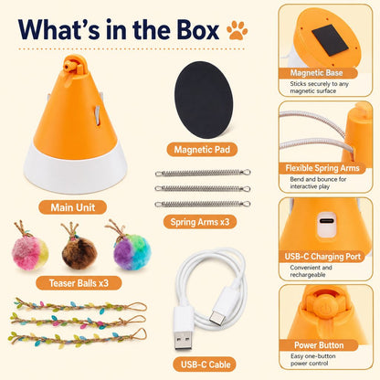 360° Magnetic Rotating Cat Teaser – Hands-Free Play