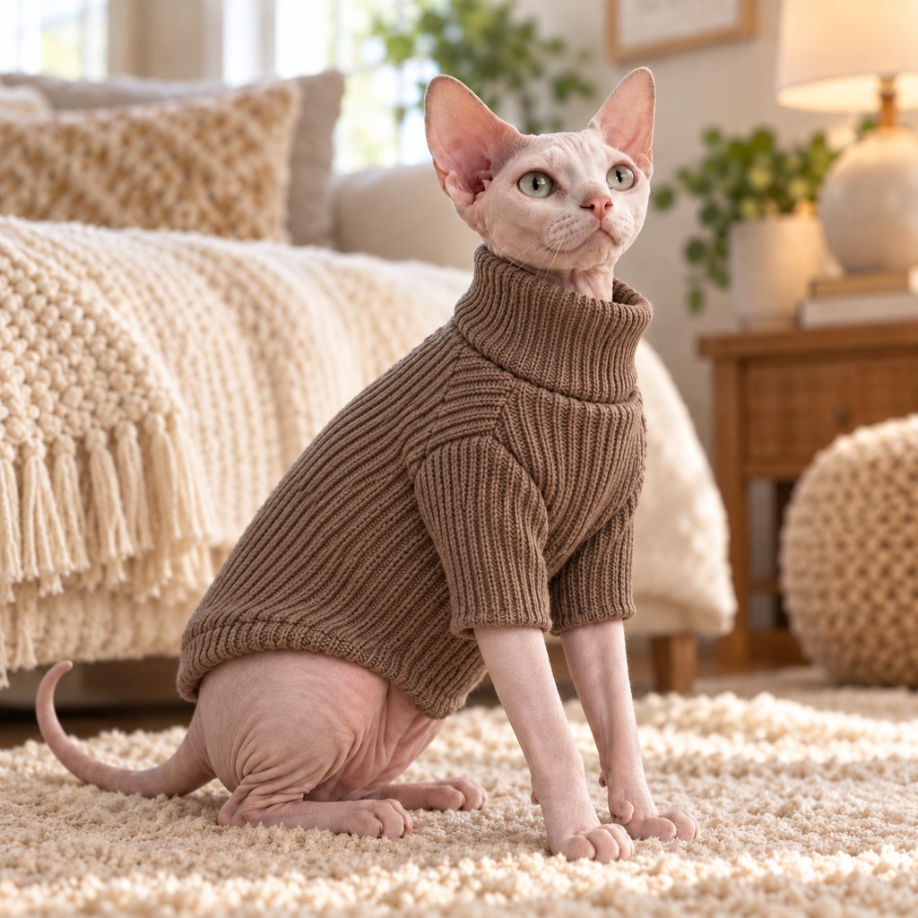 Cat Turtleneck Sweater & Sherpa Vest – Warm Layers