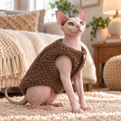 Cat Turtleneck Sweater & Sherpa Vest – Warm Layers