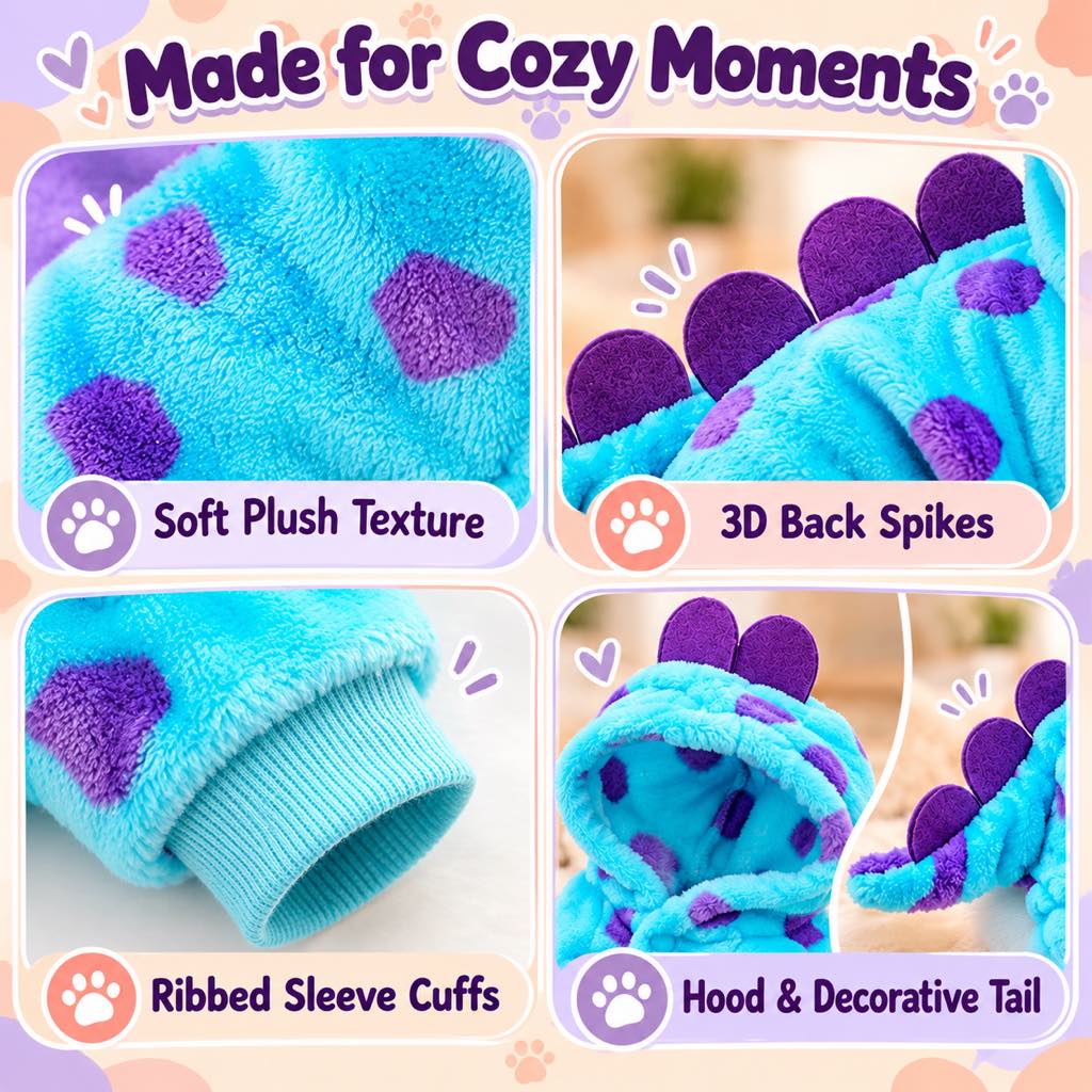 Monster Hooded Pet Onesie – Plush & Cozy