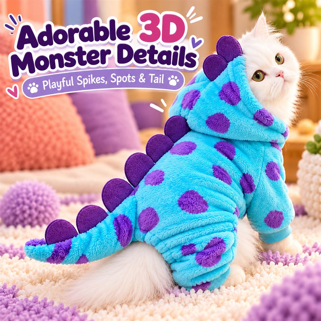 Monster Hooded Pet Onesie – Plush & Cozy