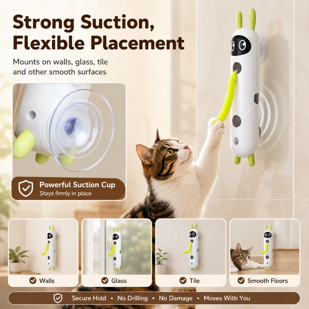 Motion-Activated Feather Cat Toy – Wall-Mounted Fun