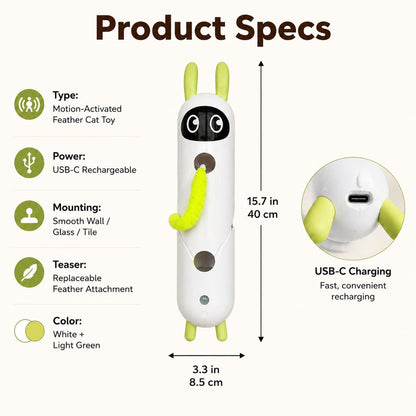 Motion-Activated Feather Cat Toy – Wall-Mounted Fun