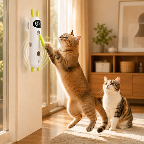 Motion-Activated Feather Cat Toy – Wall-Mounted Fun