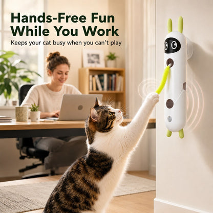 Motion-Activated Feather Cat Toy – Wall-Mounted Fun