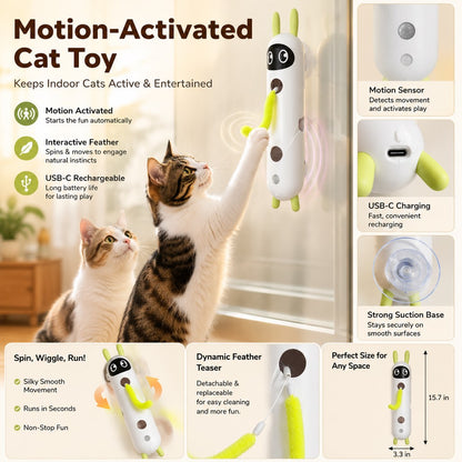 Motion-Activated Feather Cat Toy – Wall-Mounted Fun