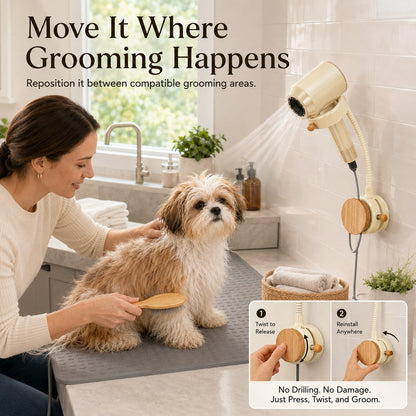 Hands-Free Pet Hair Dryer Holder – 360° Flexible Arm