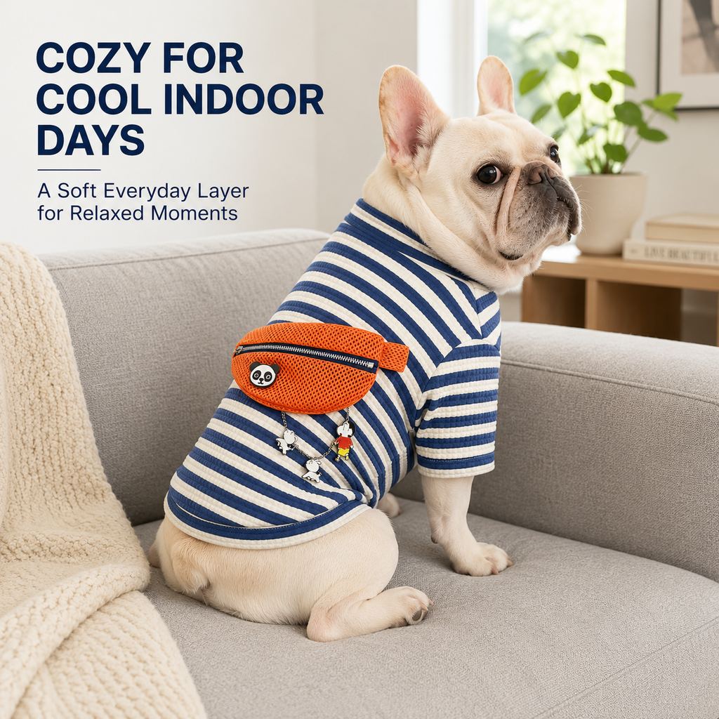 French Bulldog Striped Pullover – Broad-Chest Fit