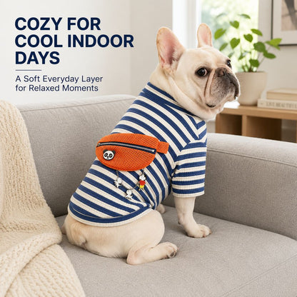 French Bulldog Striped Pullover – Broad-Chest Fit