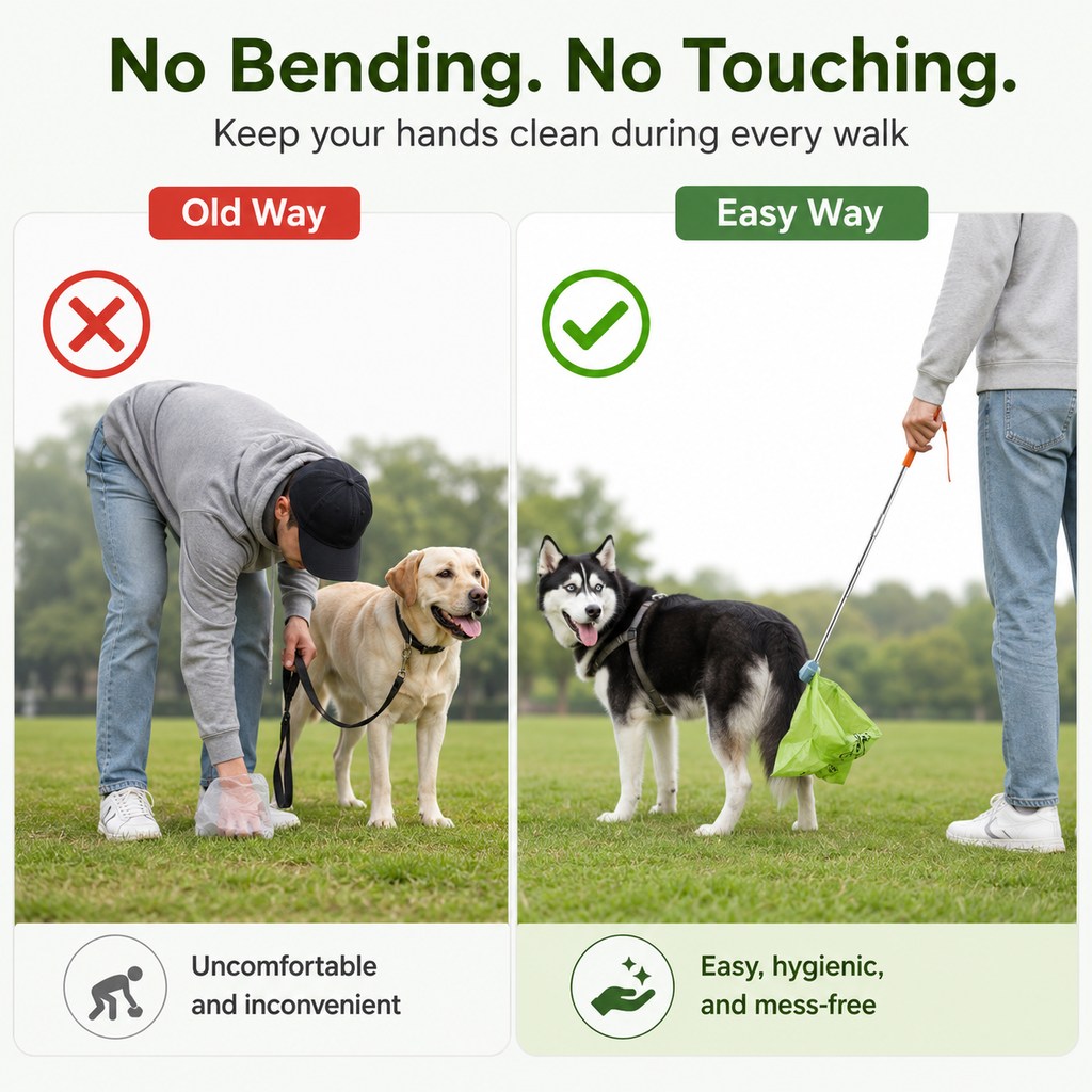 Foldable Dog Poop Catcher – No-Bend Waste Pickup