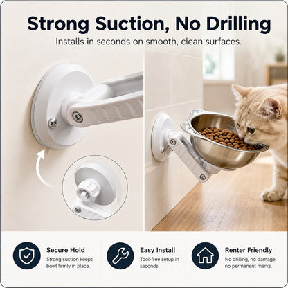 No-Drill Wall-Mounted Pet Bowl – Cleaner Floors