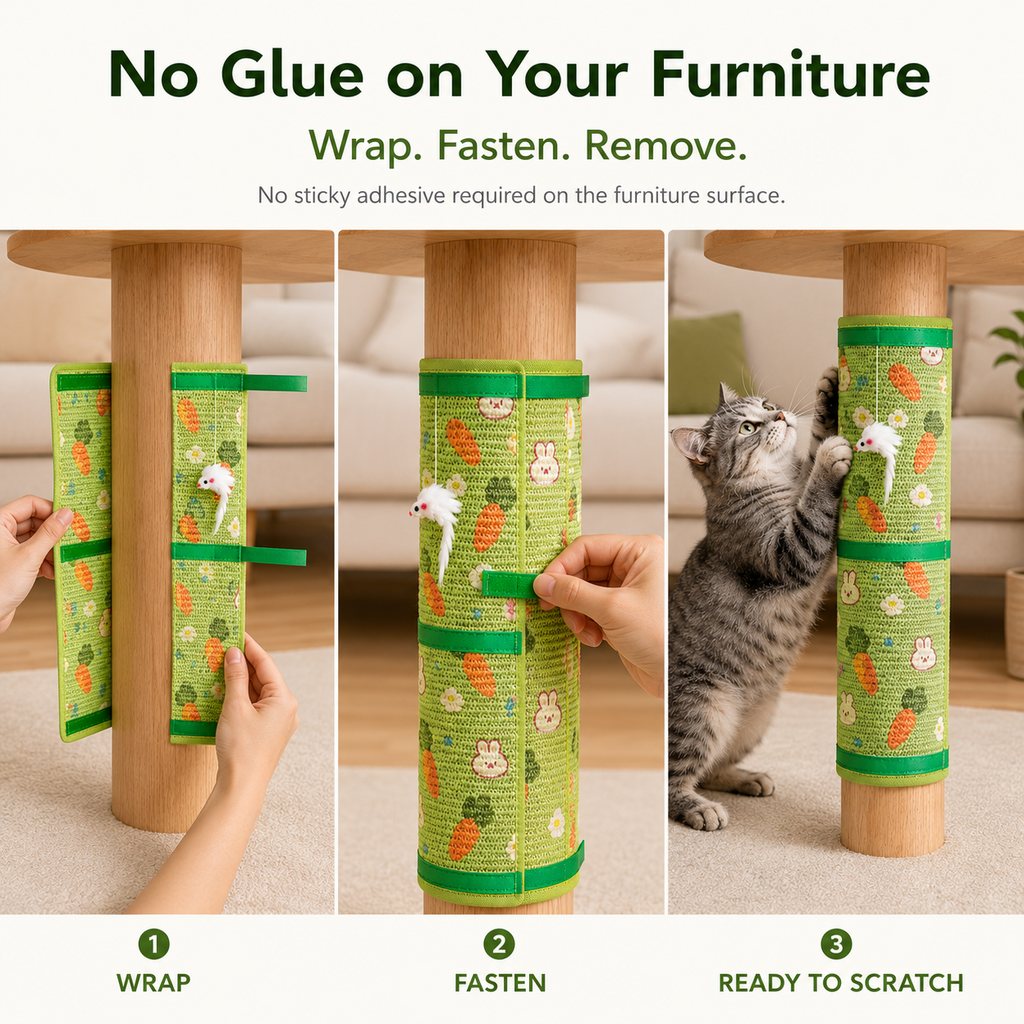 Wrap-Around Sisal Cat Scratcher – Protects Table Legs