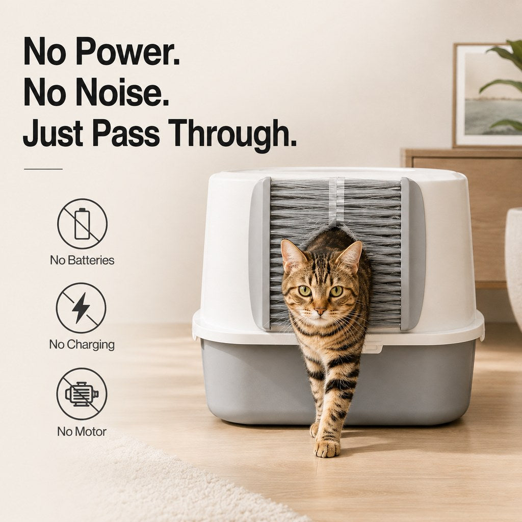 Litter Box Brush Door – Catches Loose Fur