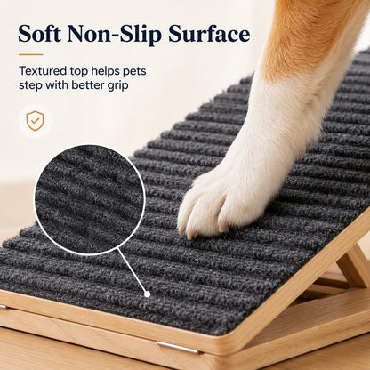 Foldable Wooden Dog Stairs – Non-Slip Sofa & Bed Access