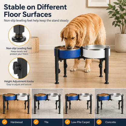 Adjustable Raised Dog Bowl Stand – No-Bend Meals