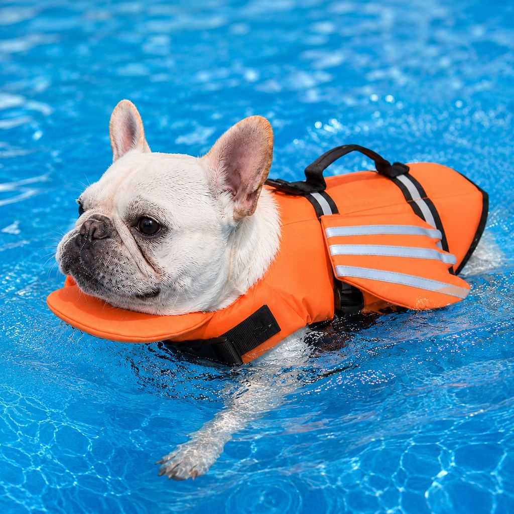 Frenchie Dog Life Jacket – Chin Float for Safe Swims