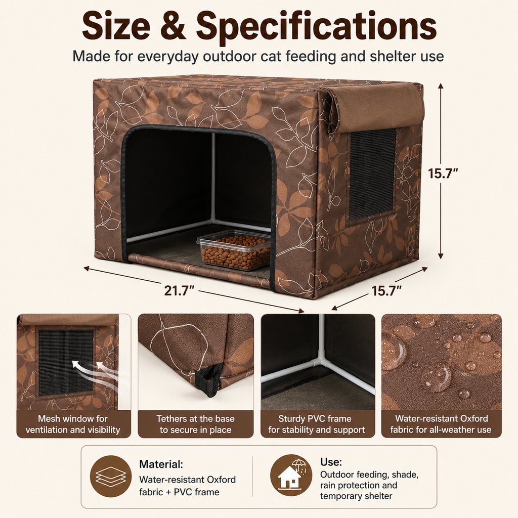 Outdoor Cat Feeding Shelter – Weatherproof Food Station