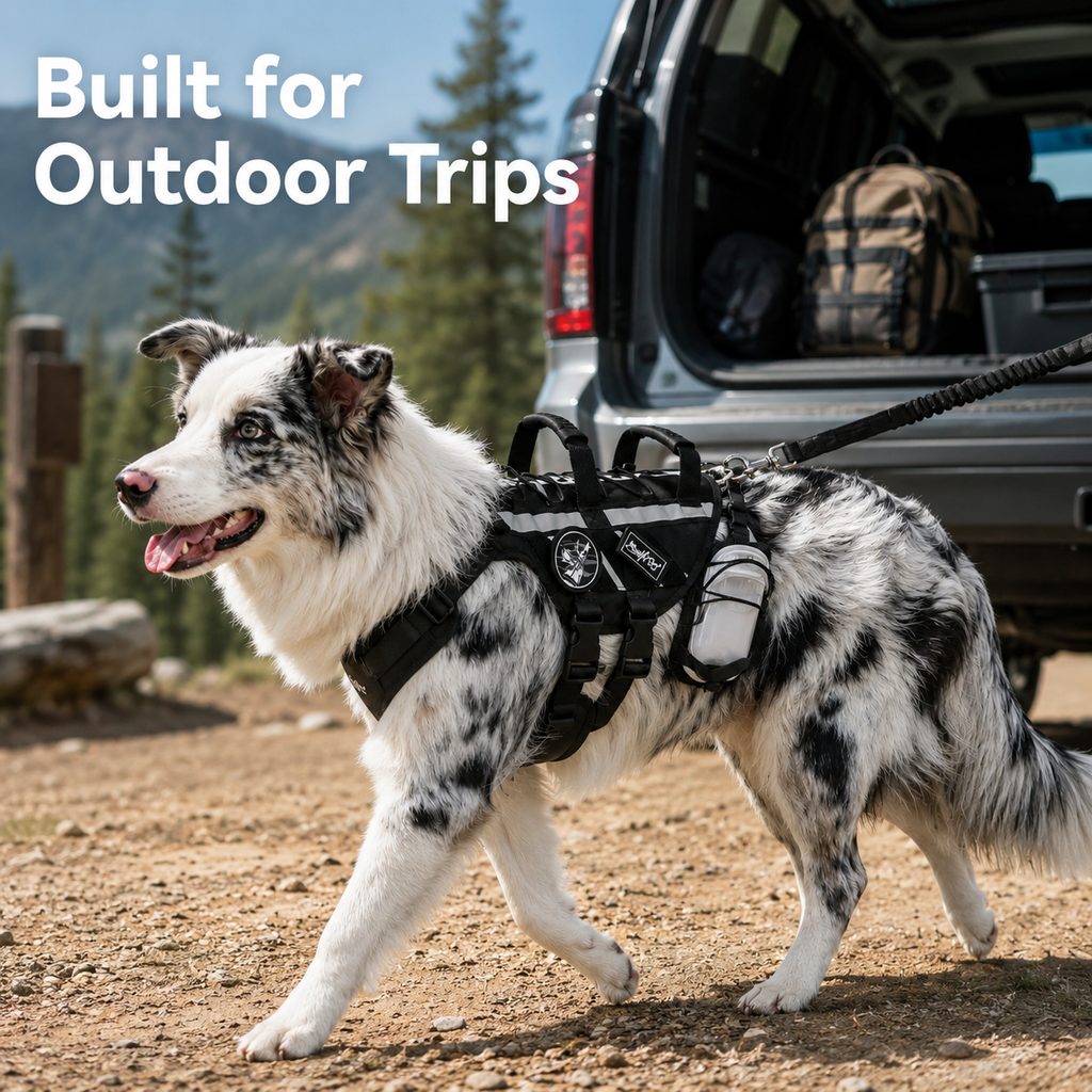 Outdoor Dog Harness & Bungee Leash Set – Hike Ready