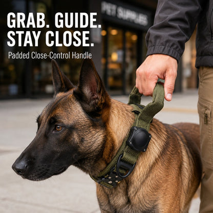 AirTag Tactical Dog Collar – Control Handle Grip