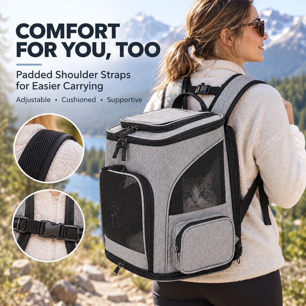 Expandable Pet Carrier Backpack – Breathable Mesh