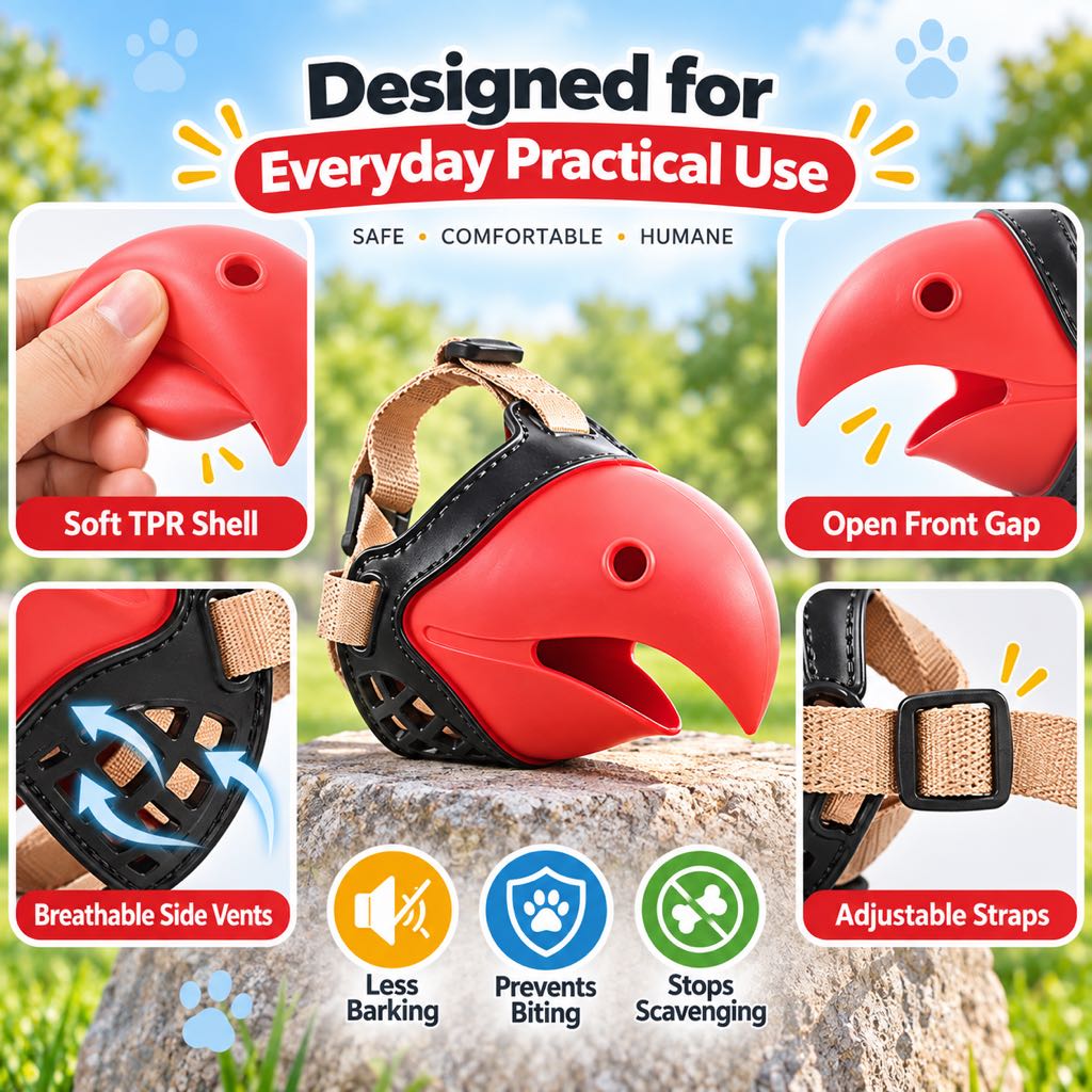 Parrot Beak Dog Muzzle – Stops Scavenging & Biting