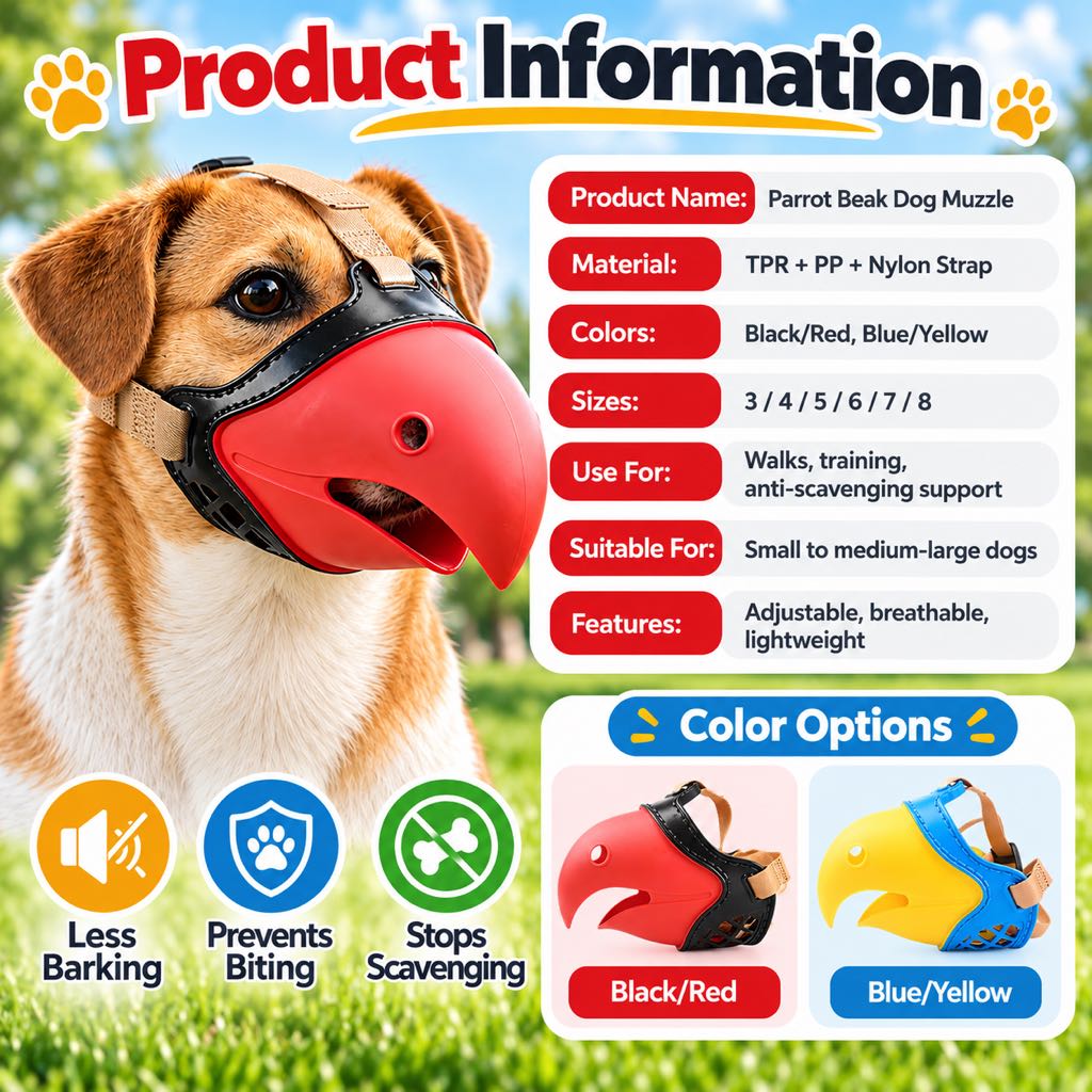 Parrot Beak Dog Muzzle – Stops Scavenging & Biting