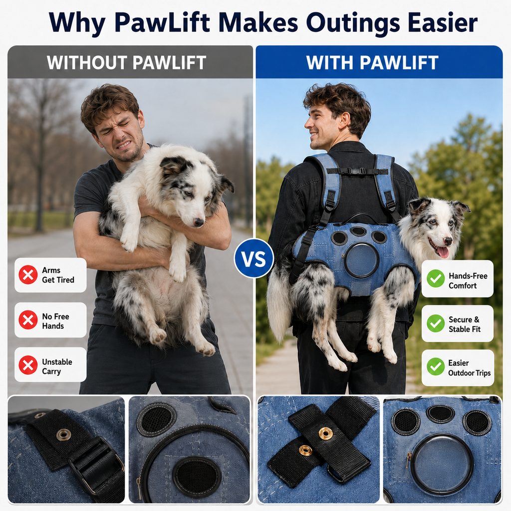 Hands-Free Denim Dog Carrier Backpack – No Arm Strain