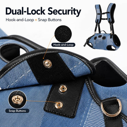 Hands-Free Denim Dog Carrier Backpack – No Arm Strain