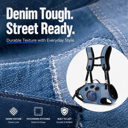 Hands-Free Denim Dog Carrier Backpack – No Arm Strain