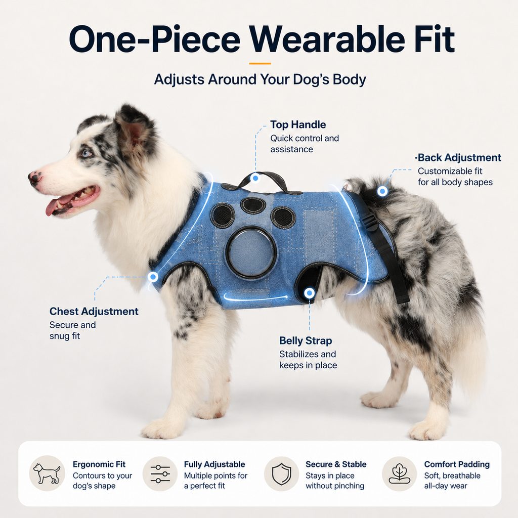 Hands-Free Denim Dog Carrier Backpack – No Arm Strain