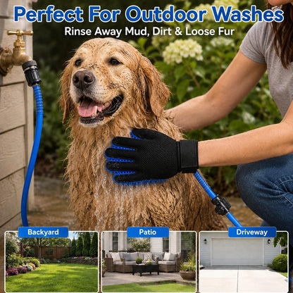 Pet Bathing Glove with Hose – Easy One-Hand Washing