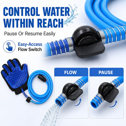 Pet Bathing Glove with Hose – Easy One-Hand Washing