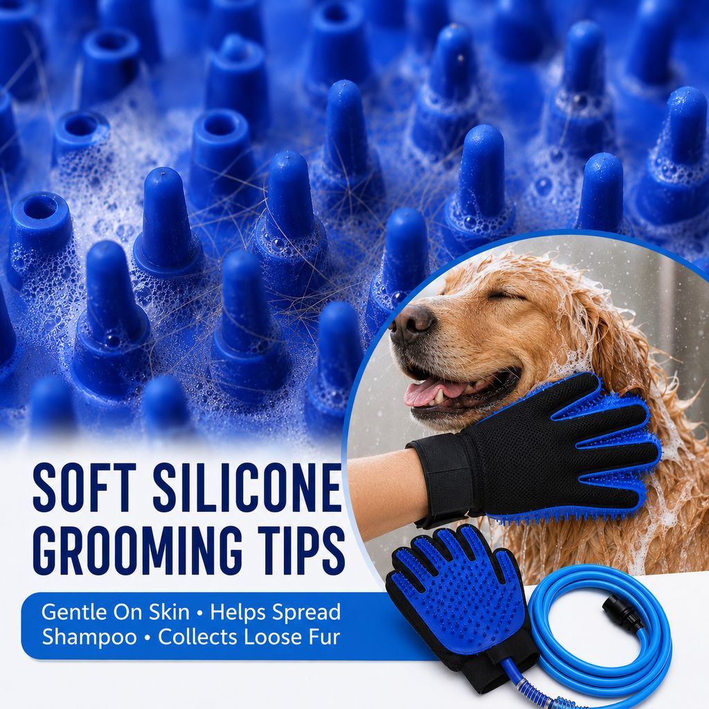 Pet Bathing Glove with Hose – Easy One-Hand Washing
