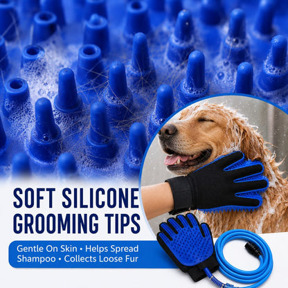 Pet Bathing Glove with Hose – Easy One-Hand Washing