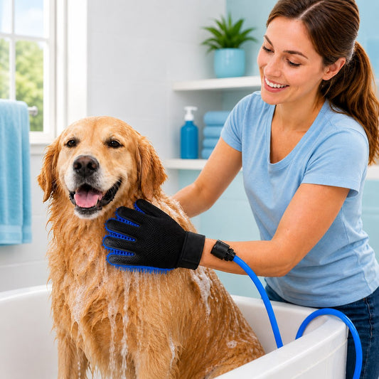 Pet Bathing Glove with Hose – Easy One-Hand Washing