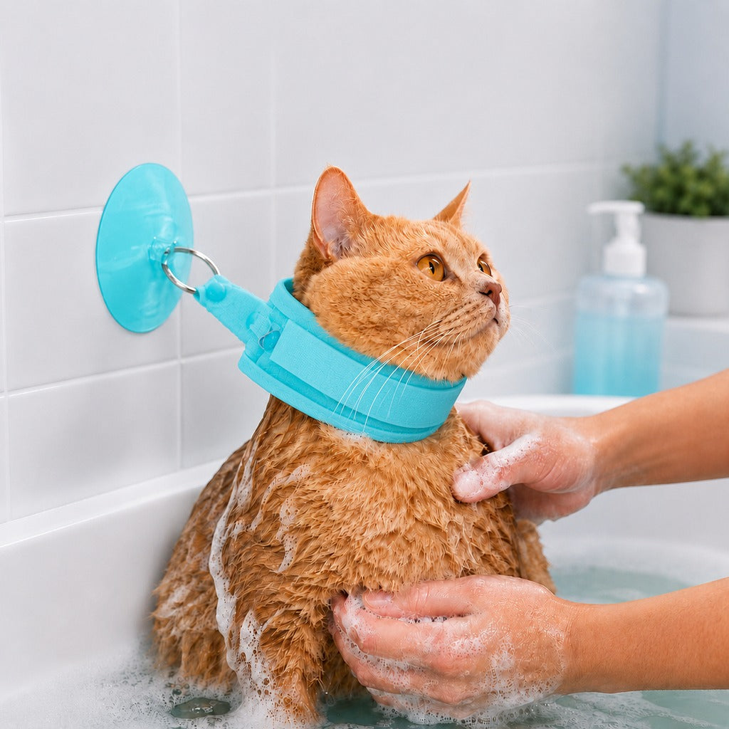 Suction Cup Pet Bath Restraint – Hands-Free, No Escapes