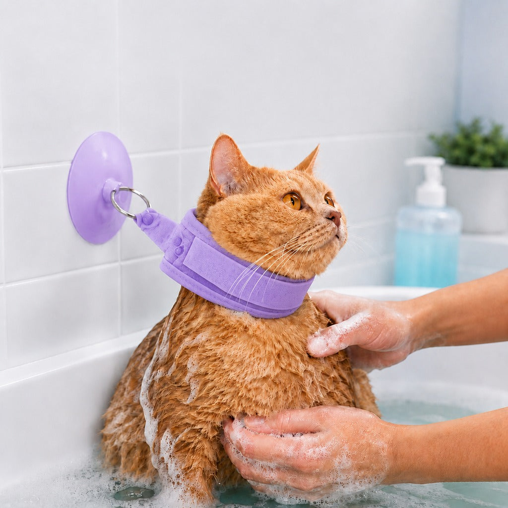 Suction Cup Pet Bath Restraint – Hands-Free, No Escapes