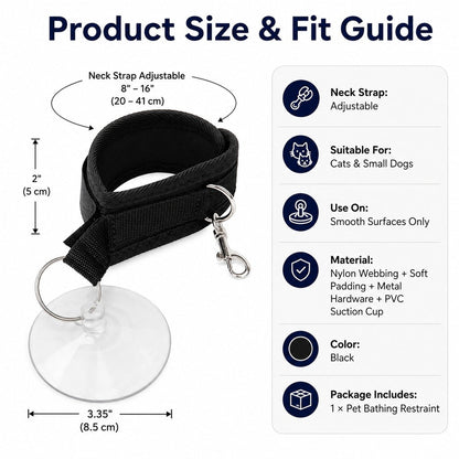 Suction Cup Pet Bath Restraint – Hands-Free, No Escapes