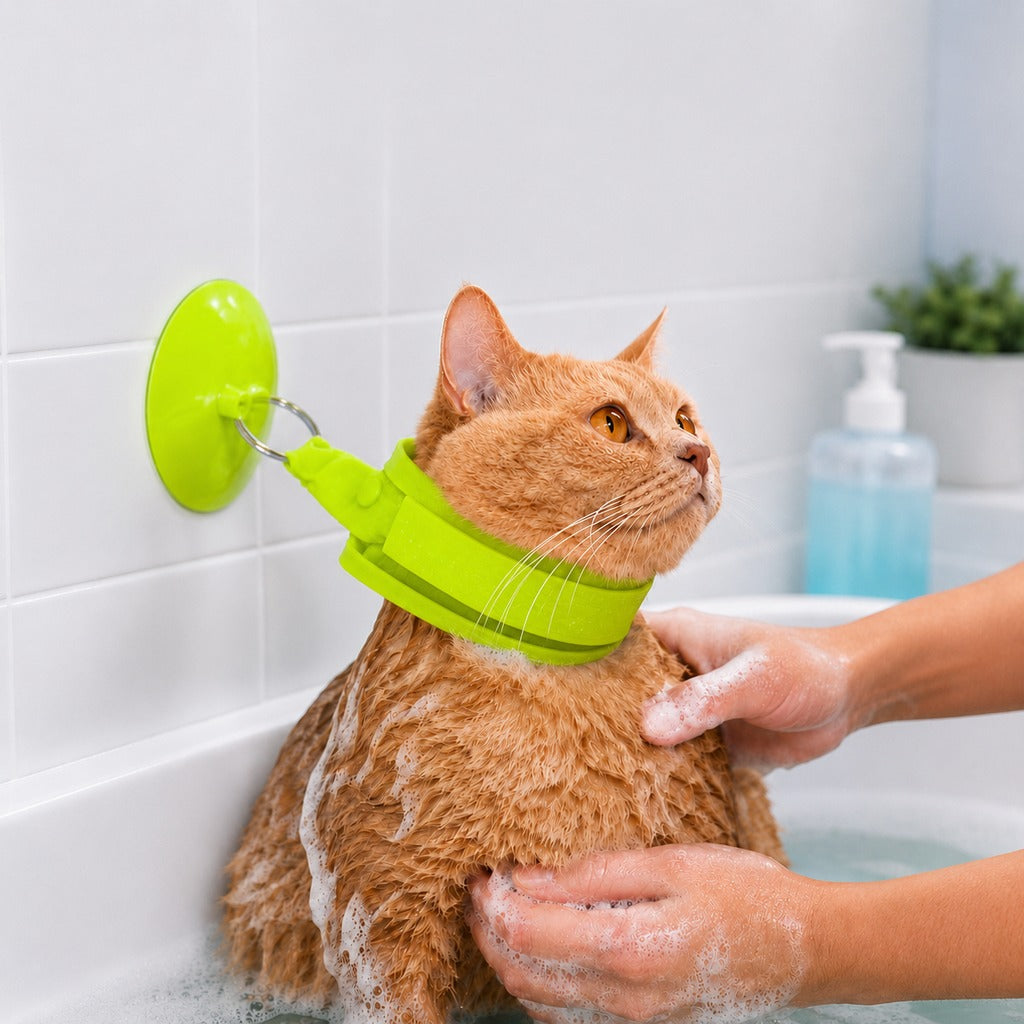 Suction Cup Pet Bath Restraint – Hands-Free, No Escapes