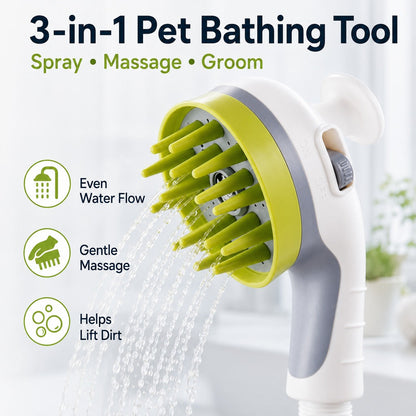3-in-1 Pet Bathing Sprayer Brush – Easier Washing