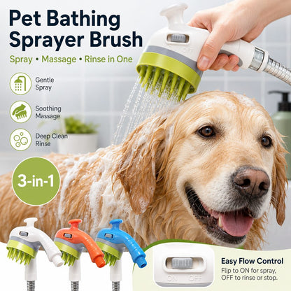 3-in-1 Pet Bathing Sprayer Brush – Easier Washing
