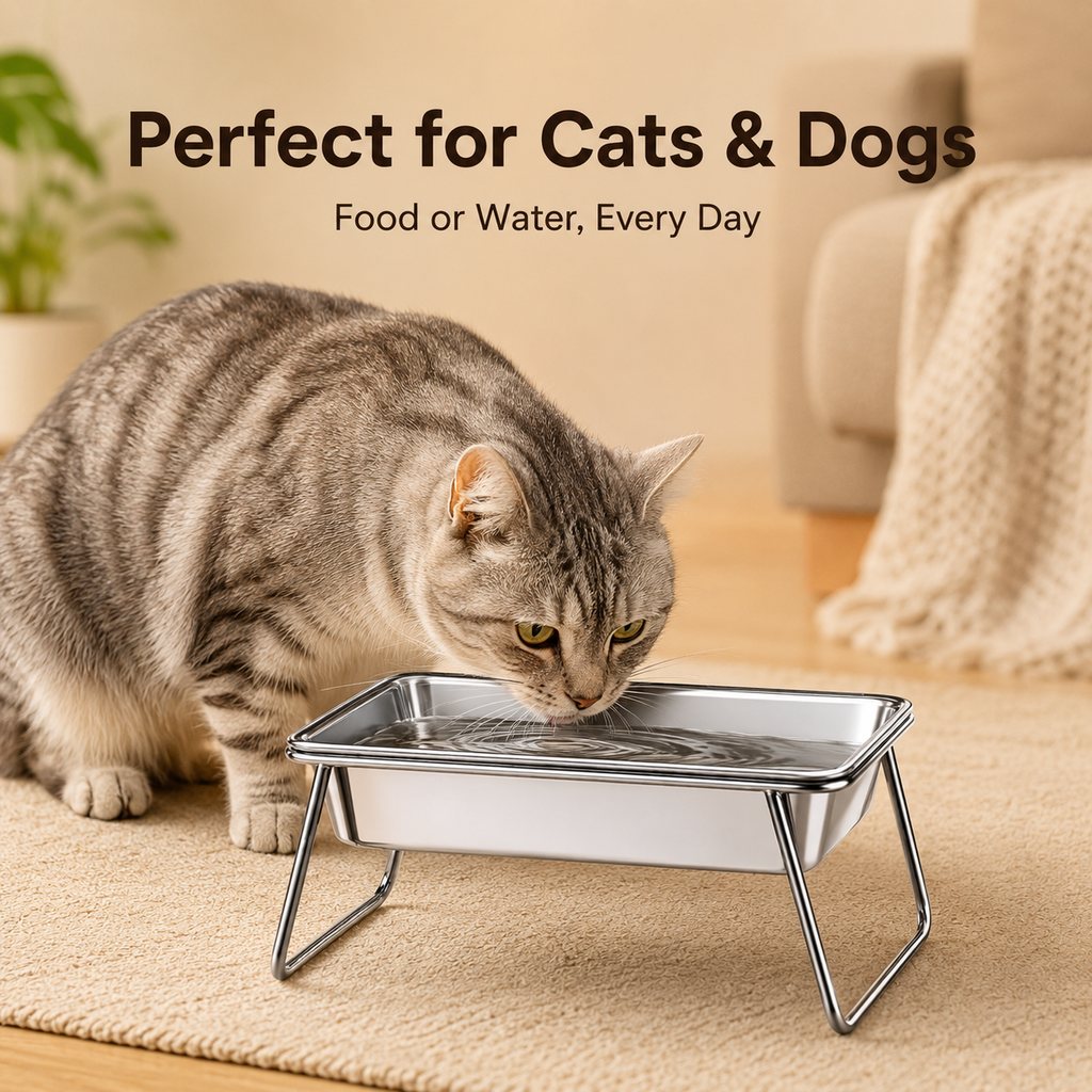 Elevated Stainless Steel Pet Bowl – Anti-Tip Stand