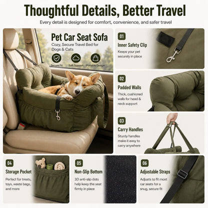 Pet Car Seat Sofa – Calmer, Secure Road Trips