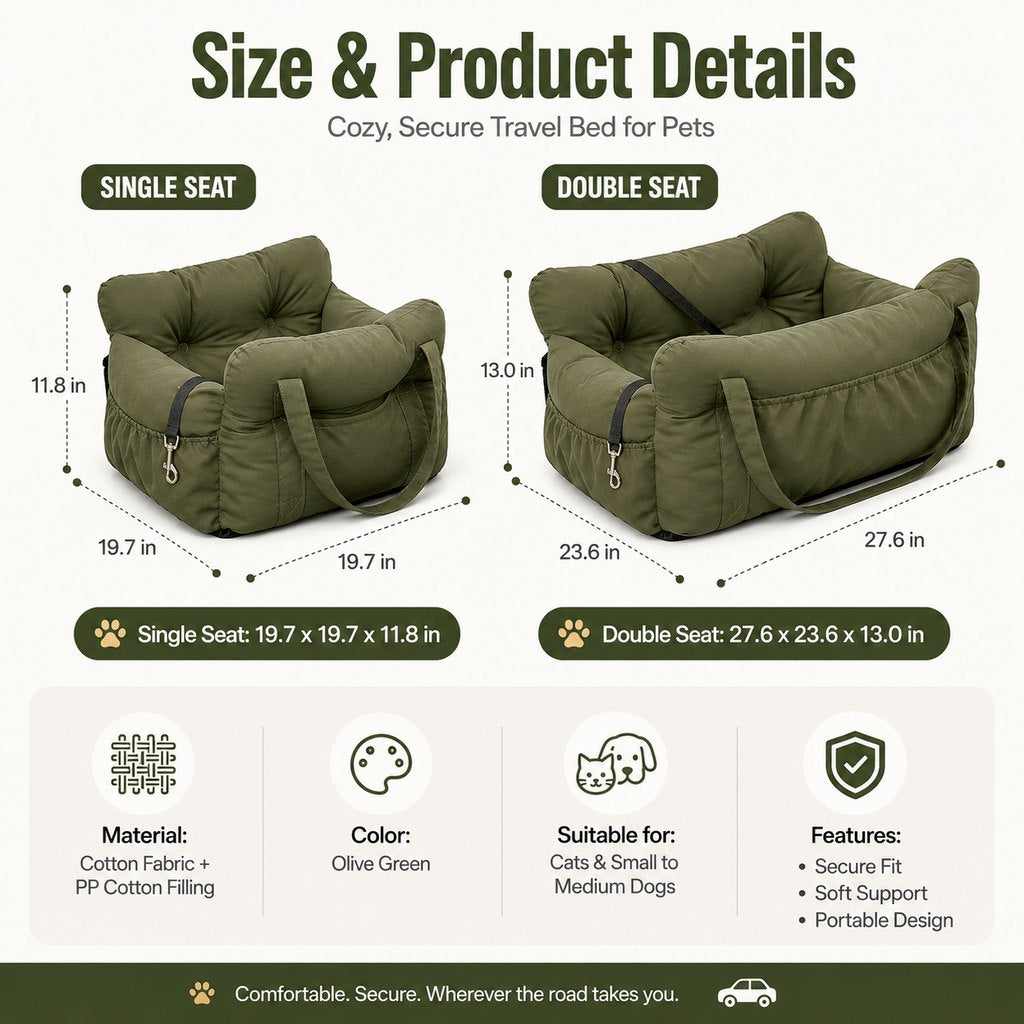 Pet Car Seat Sofa – Calmer, Secure Road Trips