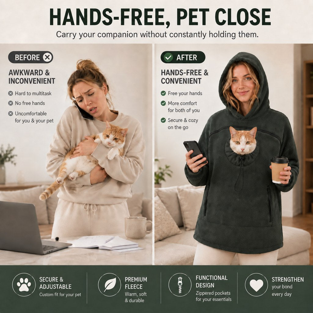 Hands-Free Pet Carrier Hoodie – Cozy Front Pouch