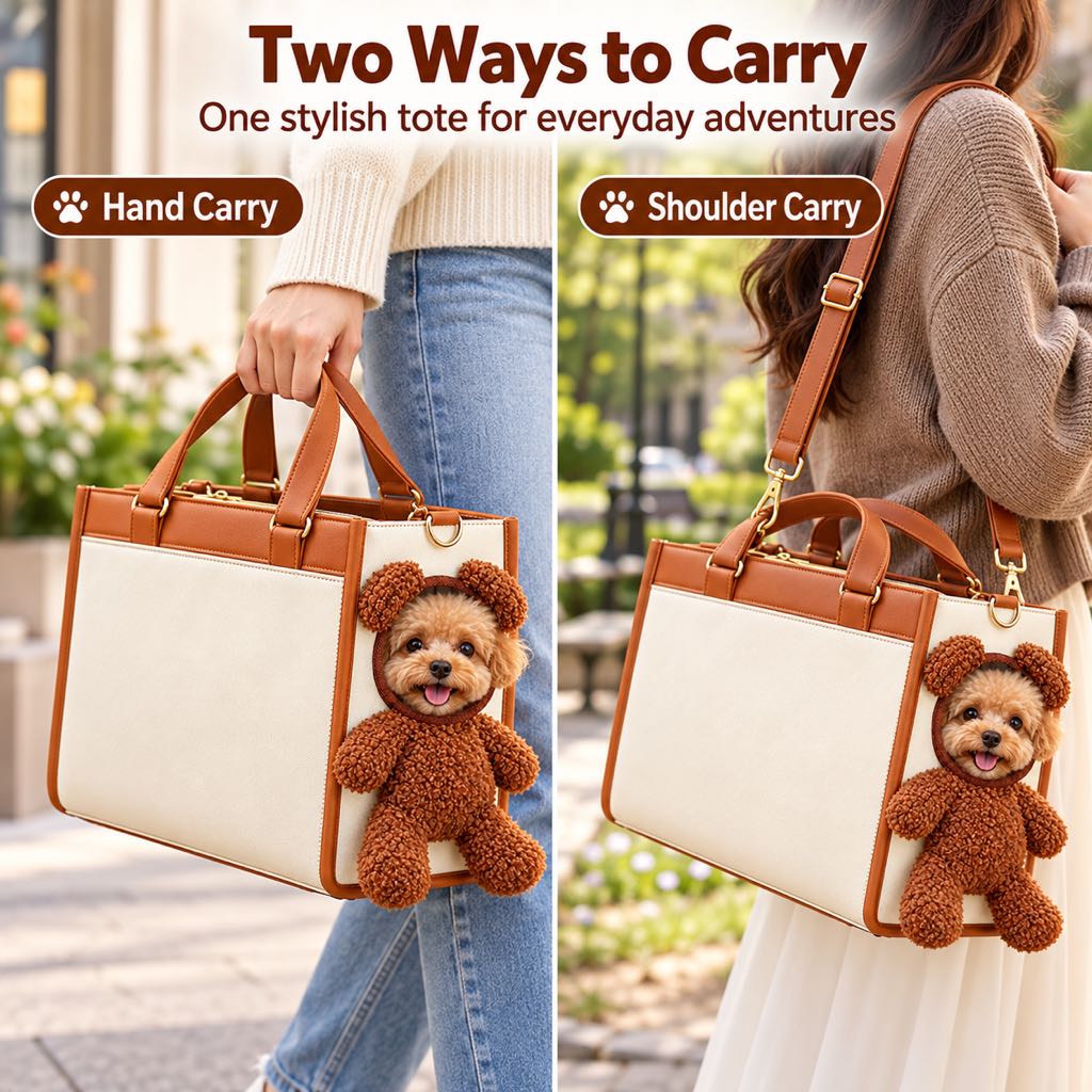 Teddy Bear Pet Carrier Tote – Hand & Shoulder Carry