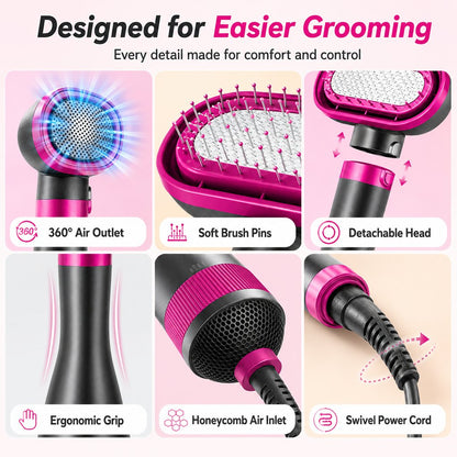 4-in-1 Pet Dryer Brush – Quiet Drying & Detangling